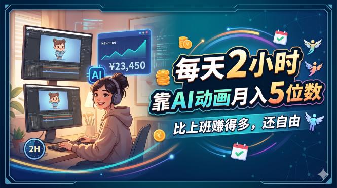 每天 2 小时，靠 AI 动画月入 5 位数，比上班赚得多，还自由-资源社