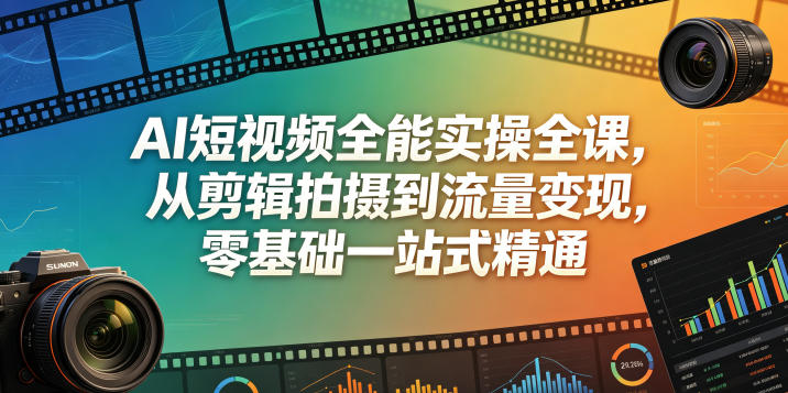 AI短视频全能实操全课，从剪辑拍摄到流量变现，零基础一站式精通-资源社