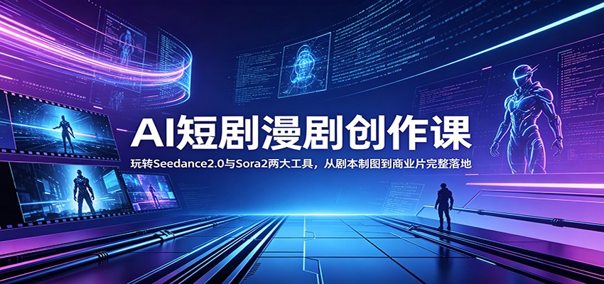 AI短剧漫剧创作课：玩转Seedance2.0与 Sora2两大工具，从剧本制图到商业片完整落地-资源社