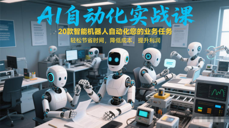 AI自动化实战课：20款智能机器人自动化您的业务任务，轻松节省时间，降低成本，提升利润-资源社