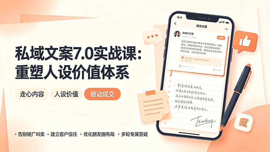 私域文案实战课7.0：重塑人设价值体系｜-告别硬广推销×走心内容×自我价值塑造，实现被动成交-资源社
