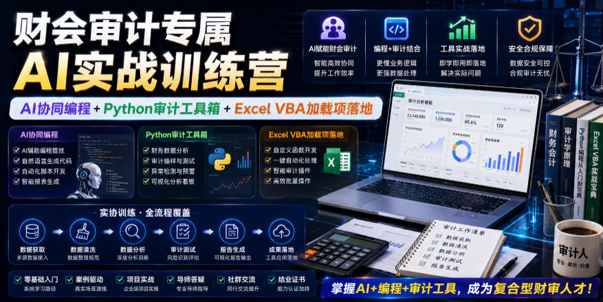 财会审计专属AI实战训练营｜AI协同编程+Python审计工具箱+Excel VBA加载项落地(更新0816)-资源社
