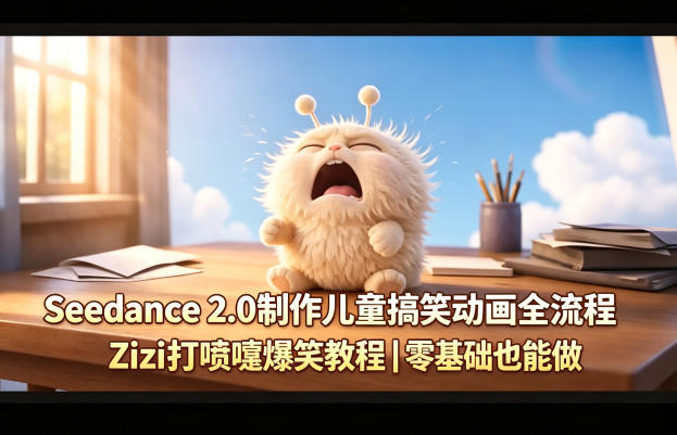 Seedance 2.0制作儿童搞笑动画全流程Zizi打喷嚏爆笑教程｜零基础也能做-资源社