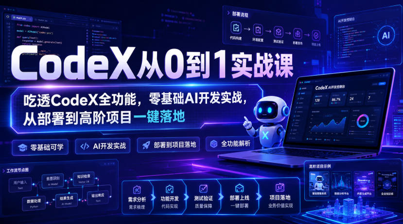 CodeX从0到1实战课,吃透CodeX全功能,零基础AI开发实战,从部署到高阶项目一键落地-资源社