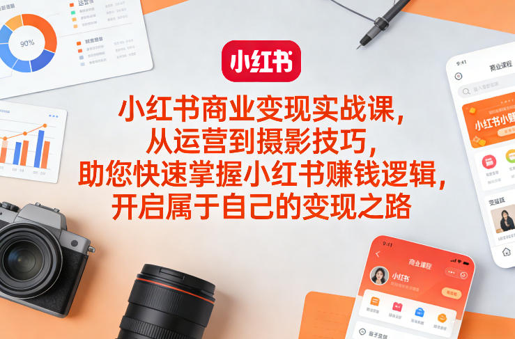 小红书商业变现实战课，从运营到摄影技巧，助您快速掌握小红书賺钱逻辑，开启属于自己的变现之路-资源社