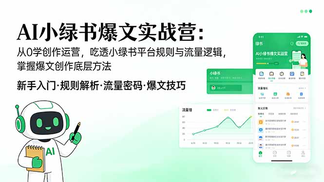 AI 小绿书爆文实战营：从0学创作运营，吃透小绿书平台规则与流量逻辑，掌握爆文创作底层方法-资源社
