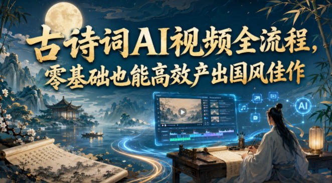 古诗词AI视频全流程,零基础也能高效产出国风佳作-资源社
