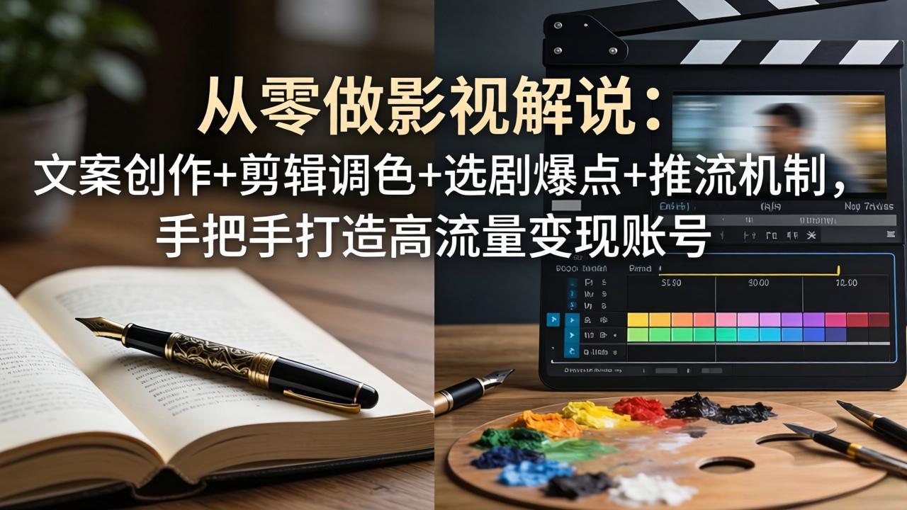 从零做影视解说:文案创作+剪辑调色+选剧爆点+推流机制,手把手打造高流量变现账号-资源社
