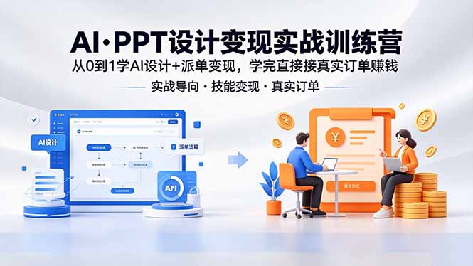AI·PPT设计变现实战训练营，从0到1学AI设计+派单变现，学完直接接真实订单赚钱-资源社