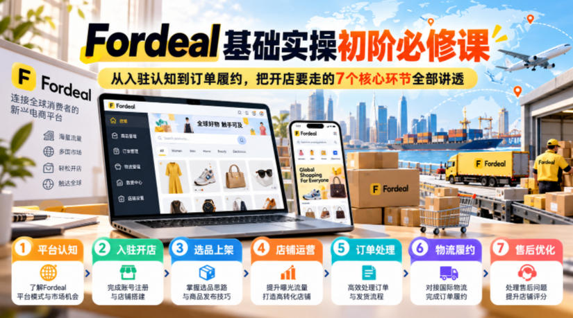 Fordeal基础实操初阶必修课，从入驻认知到订单履约，把开店要走的7个核心环节全部讲透-资源社