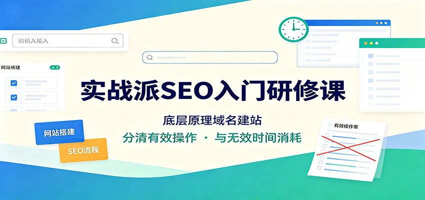 实战派SEO入门研修课：底层原理域名建站，分清有效操作与无效时间消耗-资源社