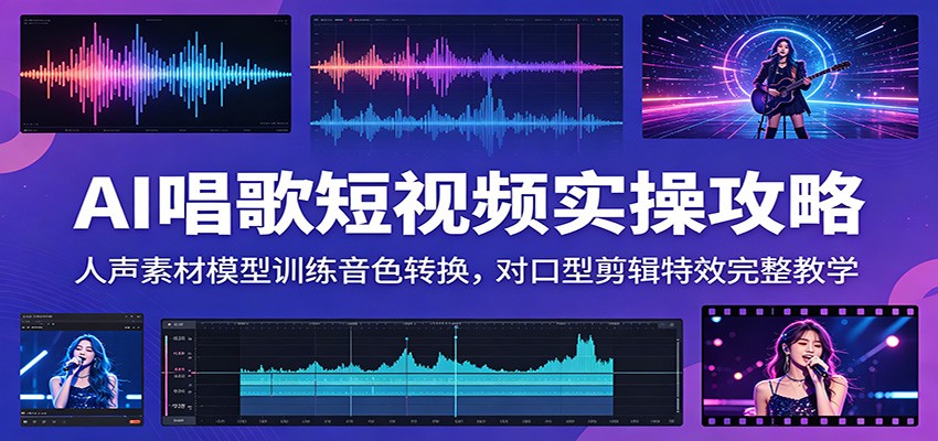AI唱歌短视频实操攻略：人声素材模型训练音色转换，对口型剪辑特效完整教学-资源社
