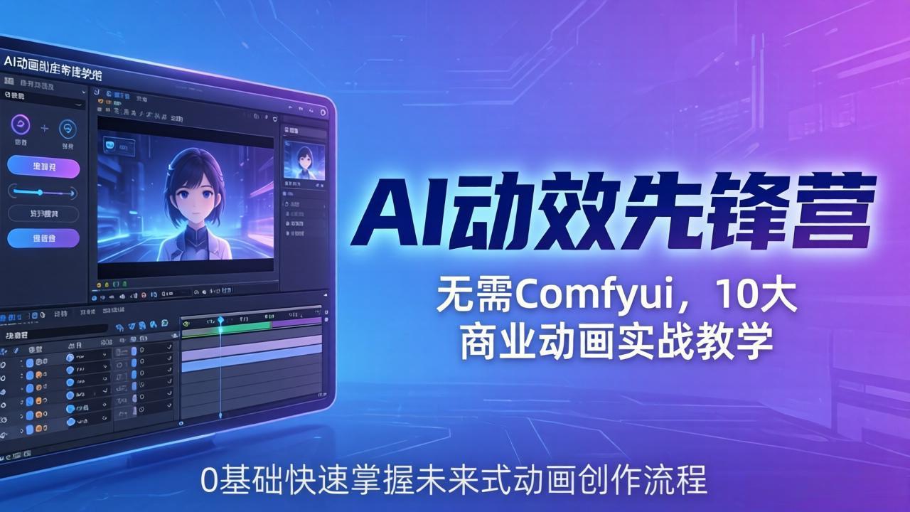 AI 动效先锋营：无需Comfyui，10大商业动画实战教学，0基础快速掌握未来式动画创作流程-资源社