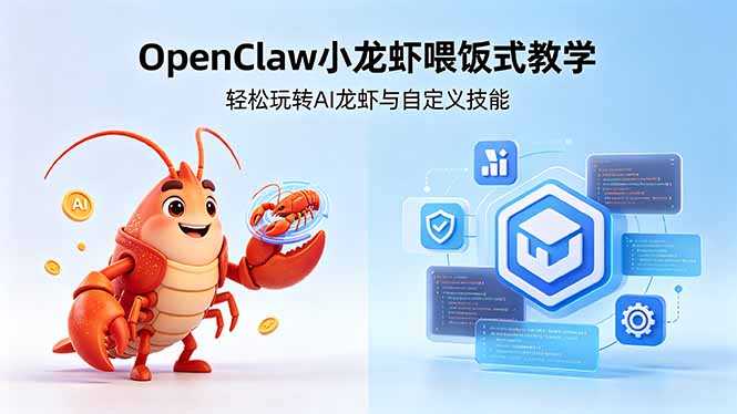 不用懂技术!OpenClaw小龙虾喂饭式教学,轻松玩转AI龙虾与自定义技能 (5月22更新-资源社