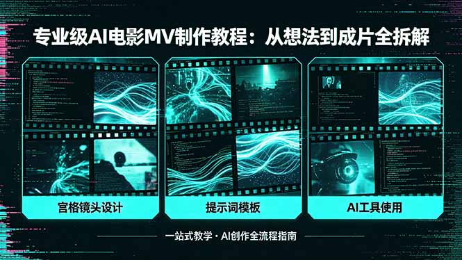 专业级AI电影MV制作教程，从想法到成片全拆解，宫格镜头+提示词模板+AI工具一站式教学-资源社