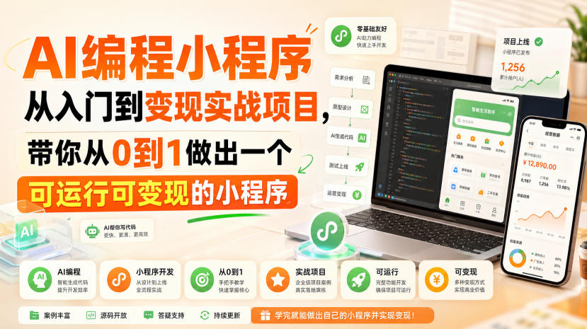 AI编程小程序从入门到变现实战项目,带你从0到1做出一个可运行可变现的小程序-资源社