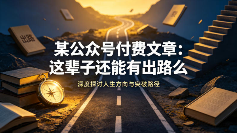 某公众号付费文章：这辈子还能有出路么-资源社