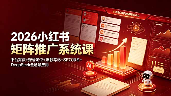 2026小红书矩阵推广系统课:平台算法+账号定位+爆款笔记+SEO排名+DeepSeek全场景应用-资源社