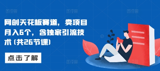 网创天花板赛道，卖项目月入6个，含独家引流技术(共26节课)-资源社