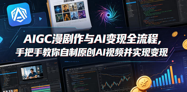 AIGC漫剧创作与AI变现全流程，手把手教你自制原创AI视频并实现变现-资源社