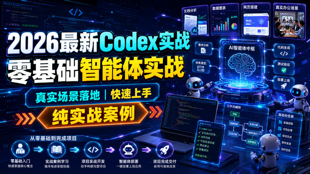 2026最新Codex实战零基础智能体实战，真实场景落地，快速上手，纯实战案例-资源社