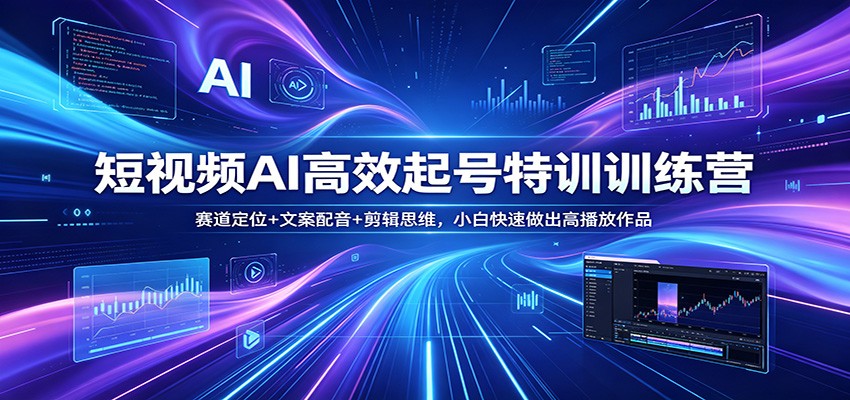 短视频AI高效起号特训训练营：赛道定位+文案配音+剪辑思维，小白快速做出高播放作品-资源社