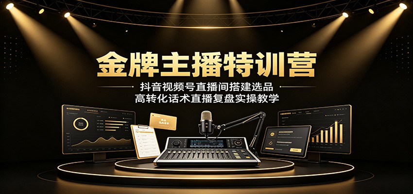 金牌主播特训营:抖音视频号直播间搭建选品,高转化话术直播复盘实操教学-资源社
