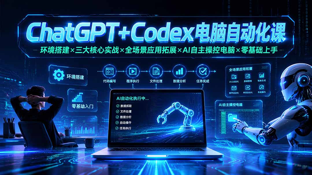 ChatGPT+Codex电脑自动化课：环境搭建×三大核心实战×全场景应用拓展×AI自主操控电脑×零基础上手-资源社