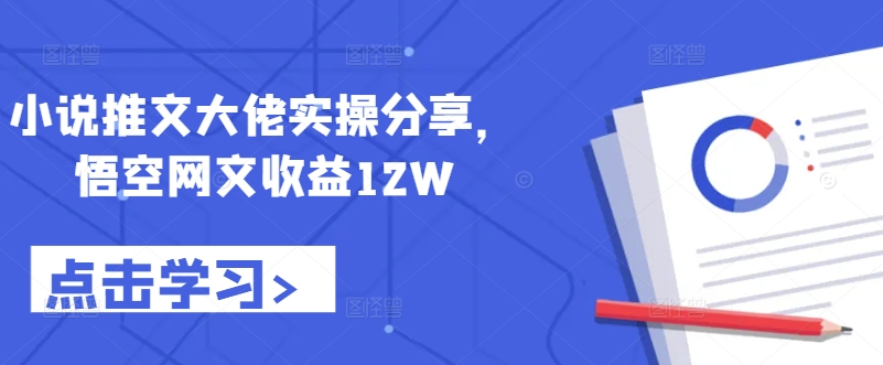 小说推文大佬实操分享，悟空网文收益12W-资源社