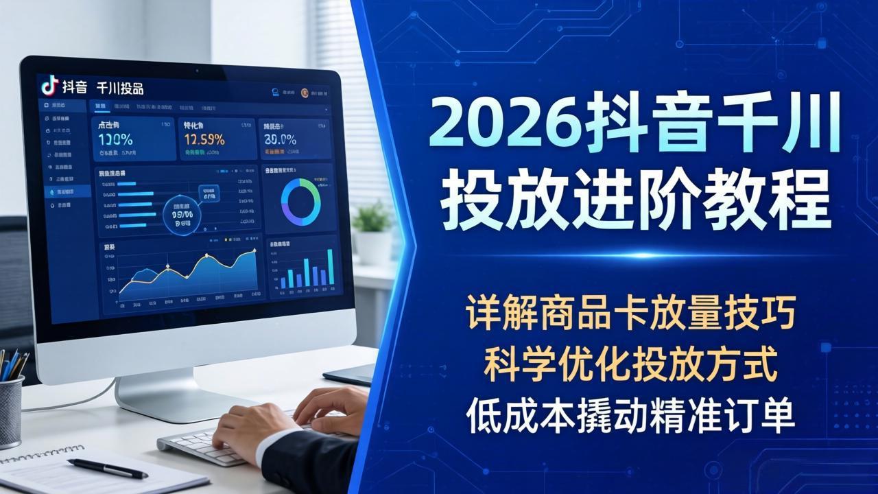 2026抖音千川投放进阶教程，详解商品卡放量技巧，科学优化投放方式，低成本撬动精准订单-资源社
