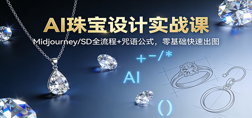 AI珠宝设计实战课:Midjourney/SD全流程+咒语公式,零基础快速出图-资源社
