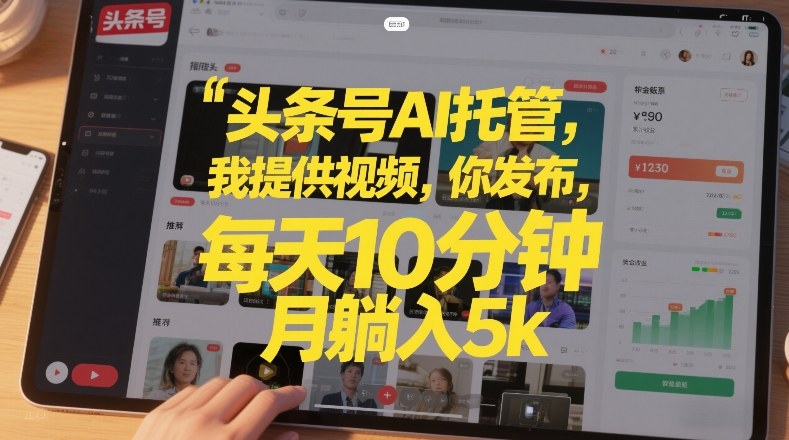 头条号AI托管，我提供视频，你发布，每天10分钟，月躺入5k+【揭秘】-资源社