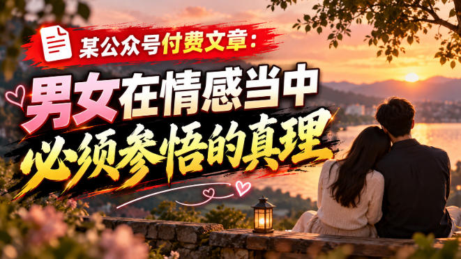 某公众号付费文章:男女在情感当中必须参悟的真理-资源社