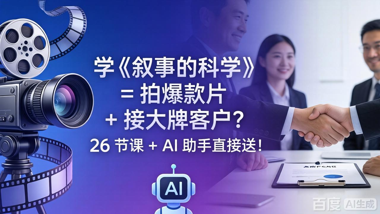 学《叙事的科学》= 拍爆款片 + 接大牌客户？26 节课 + AI 助手直接送！-资源社