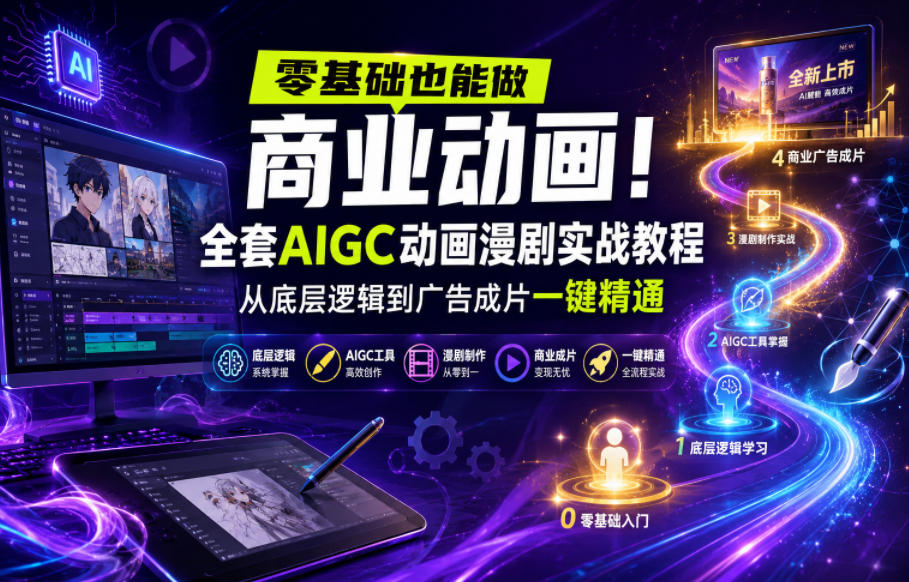 零基础也能做商业动画!全套AIGC动画漫剧实战教程,从底层逻辑到广告成片一键精通(更新0905)-资源社