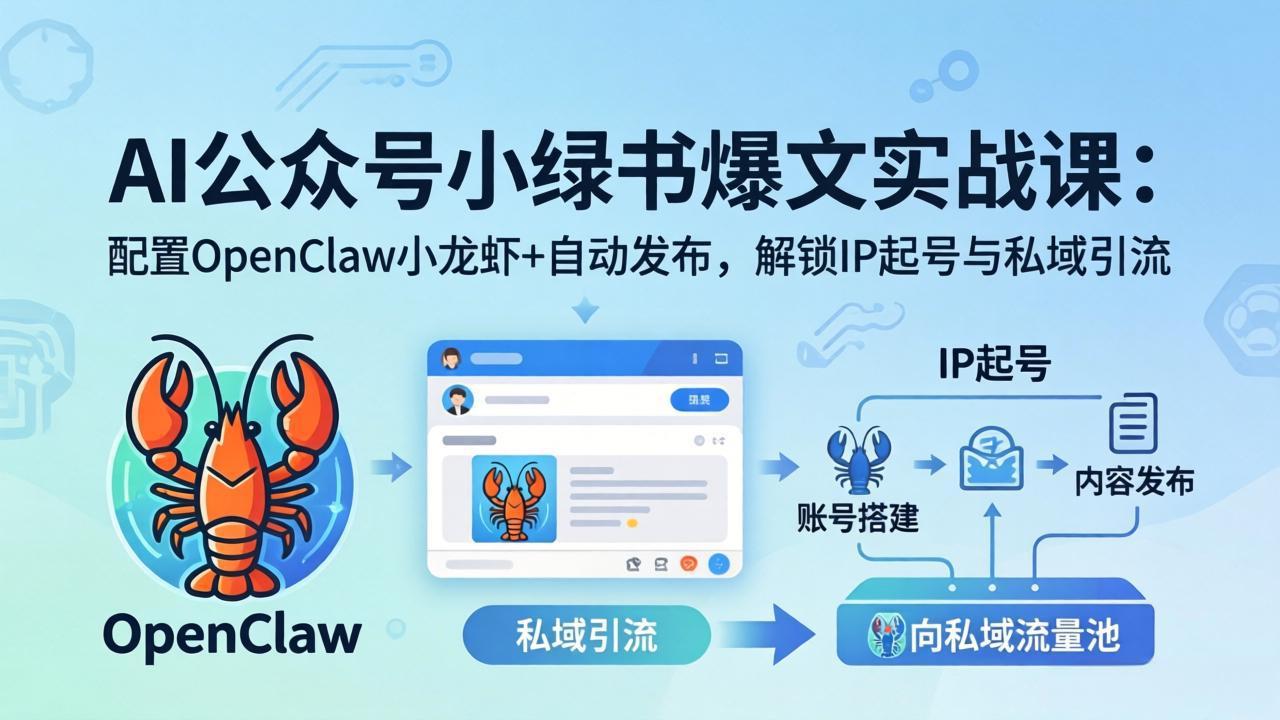 AI公众号小绿书变现实战课：小绿书爆文写作+OpenClaw自动发布，解锁IP起号与私域引流-资源社