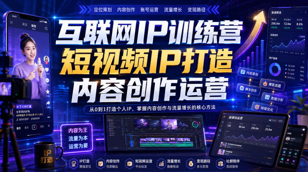 互联网IP训练营,短视频IP打造,内容创作运营-资源社