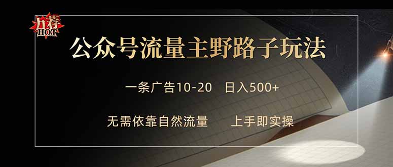 公众号流量主野路子玩法 单条广告10-20元 日入500+-资源社