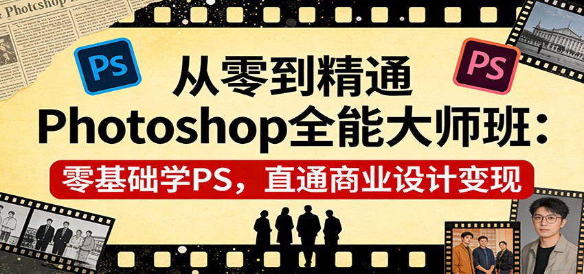 从零到精通Photoshop全能大师班：零基础学PS，直通商业设计变现-资源社