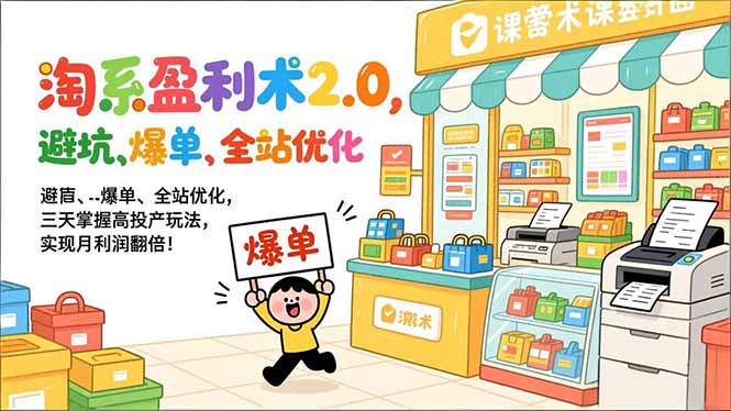 淘系盈利术2.0，避坑、爆单、全站优化，三天掌握高投产玩法，实现月利润翻倍！-资源社