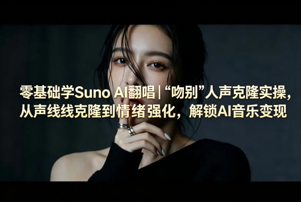 零基础学Suno AI翻唱｜《吻别》人声克隆实操，从声线克隆到情绪强化，解锁AI音乐变现-资源社