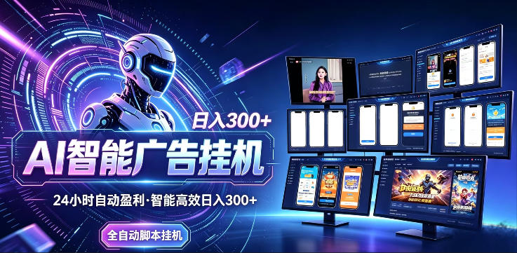 AI智能广告挂G项目，无需人工，单机稳定日入200+，可矩阵放大，24小时不间断刷广告賺收益【揭秘】-资源社