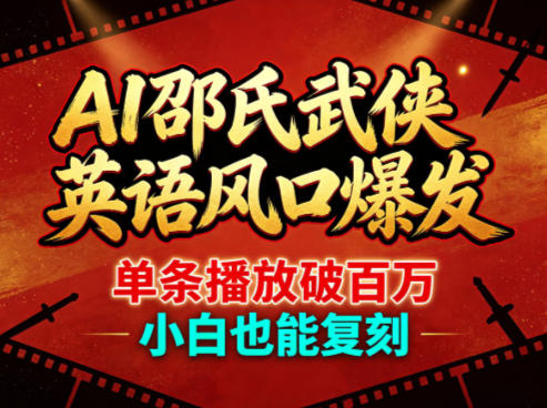 AI邵氏武侠英语风口爆发，单条播放破百万，小白也能复刻-资源社