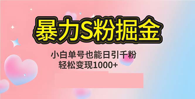 单人单机日引千粉，变现1000+，S粉流量掘金计划攻略-资源社