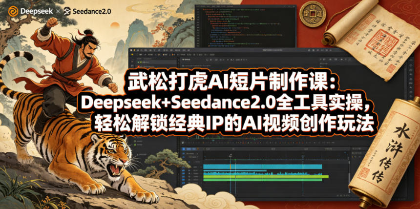 武松打虎AI短片制作课：Deepseek+Seedance2.0全工具实操，轻松解锁经典IP的AI视频创作玩法-资源社