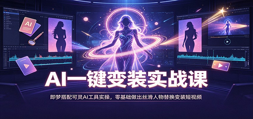 AI一键变装实战课:即梦搭配可灵AI工具实操,零基础做出丝滑人物替换变装短视频-资源社