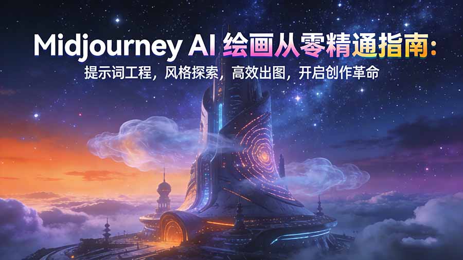 Midjourney AI绘画从零精通指南：提示词工程，风格探索，高效出图，开启创作革命-资源社