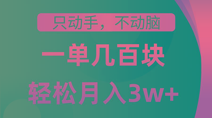 只动手不动脑，一单几百块，轻松月入3w+，看完就能直接操作，详细教程-资源社