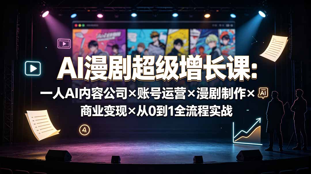 AI漫剧超级增长课：一人AI内容公司×账号运营×漫剧制作×商业变现×从0到1全流程实战-资源社