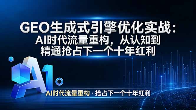 GEO 生成式引擎优化实战：AI时代流量重构，从认知到精通抢占下一个十年红利-资源社